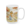 Autumn Woodland Ceramic Mug — Cozy Fall Trees & Village Watercolor (11oz/15oz)