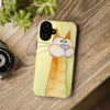 Cute Orange Cat Phone Case — Whimsical Long-Neck Cat Protective iPhone Cover