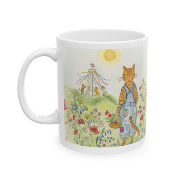 Dancing With May Flowers  Stanley The Farm Cat - 11 ozCoffee Cup