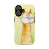 Cute Orange Cat Phone Case — Whimsical Long-Neck Cat Protective iPhone Cover