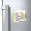 Cute Whimscial Watercolor Pig Magnet — Whimsical Farm Animal Fridge Decor