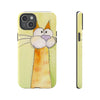 Cute Orange Cat Phone Case — Whimsical Long-Neck Cat Protective iPhone Cover