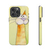 Cute Orange Cat Phone Case — Whimsical Long-Neck Cat Protective iPhone Cover