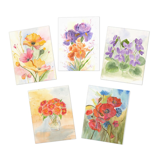 Watercolor Wildflower Greeting Cards – 5-Pack Blank Note Cards for Thank You, Sympathy, Birthday & Thinking of You