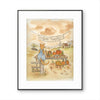 Orange Tabby Celebrating Thanksgiving  Watercolor Print