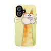 Cute Orange Cat Phone Case — Whimsical Long-Neck Cat Protective iPhone Cover