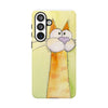 Cute Orange Cat Phone Case — Whimsical Long-Neck Cat Protective iPhone Cover