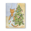 Orange Tabby Celebrating Christmass  Watercolor Print