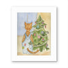Orange Tabby Celebrating Christmass  Watercolor Print