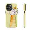 Cute Orange Cat Phone Case — Whimsical Long-Neck Cat Protective iPhone Cover