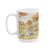 Autumn Woodland Ceramic Mug — Cozy Fall Trees & Village Watercolor (11oz/15oz)