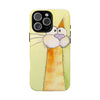 Cute Orange Cat Phone Case — Whimsical Long-Neck Cat Protective iPhone Cover
