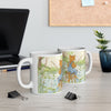 Cozy Cat in Overalls Ceramic Mug — Woodland Morning Coffee Cup (11oz, 15oz)