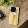 Cute Orange Cat Phone Case — Whimsical Long-Neck Cat Protective iPhone Cover