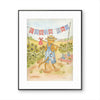 Orange Tabby Celebrating Labor Day Watercolor Print