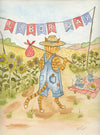 Orange Tabby Celebrating Labor Day Watercolor Print