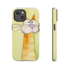 Cute Orange Cat Phone Case — Whimsical Long-Neck Cat Protective iPhone Cover