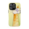 Cute Orange Cat Phone Case — Whimsical Long-Neck Cat Protective iPhone Cover
