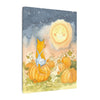Autumn Moon Cat Canvas - Whimsical Pumpkin Patch Wall Art