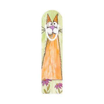 Whimsical Orange Cat Bookmark — Cute Floral Cat Metal Bookmark
