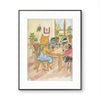 Orange Tabby Cat-Wine With Friends  Watercolor Print