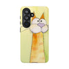 Cute Orange Cat Phone Case — Whimsical Long-Neck Cat Protective iPhone Cover