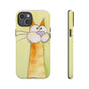 Cute Orange Cat Phone Case — Whimsical Long-Neck Cat Protective iPhone Cover