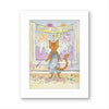 Orange Tabby Celebrating New Years  Watercolor Print