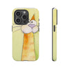 Cute Orange Cat Phone Case — Whimsical Long-Neck Cat Protective iPhone Cover