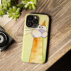 Cute Orange Cat Phone Case — Whimsical Long-Neck Cat Protective iPhone Cover