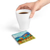 Ceramic Coaster — Watercolor California Poppies Beach Scene
