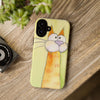 Cute Orange Cat Phone Case — Whimsical Long-Neck Cat Protective iPhone Cover