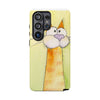 Cute Orange Cat Phone Case — Whimsical Long-Neck Cat Protective iPhone Cover