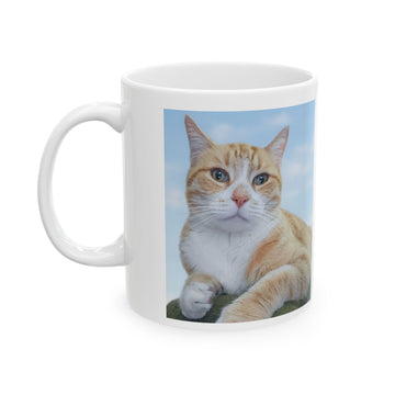 Cat Photo Ceramic Mug – Orange Tabby Portrait Coffee Cup (11oz, 15oz)