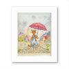 Orange Tabby Enjoying April Showers  Watercolor Print
