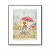 Orange Tabby Enjoying April Showers  Watercolor Print