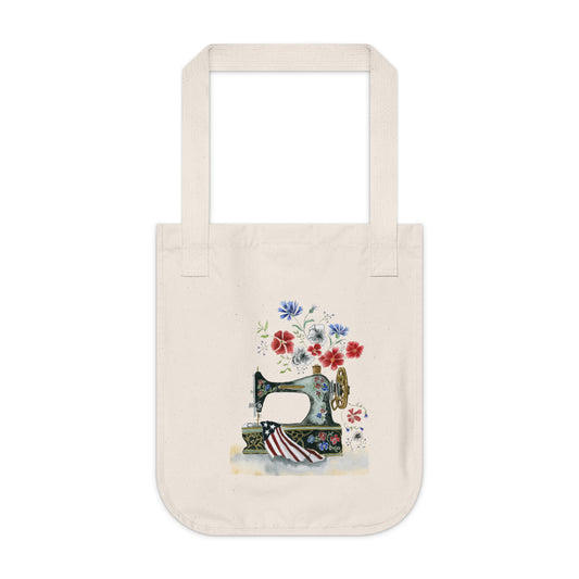 Tote Bag - Sewing in America Organic Canvas Tote Bag