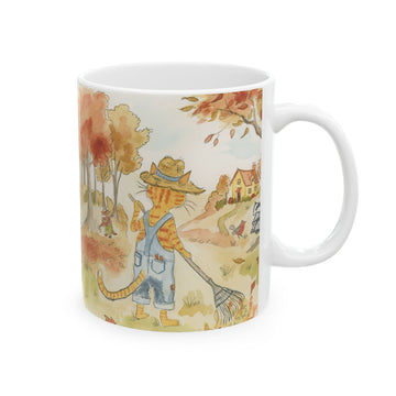 Autumn Woodland Ceramic Mug — Cozy Fall Trees & Village Watercolor (11oz/15oz)
