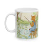 Cozy Cat in Overalls Ceramic Mug — Woodland Morning Coffee Cup (11oz, 15oz)