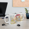Whimsical Rainy Day Ceramic Mug — Cottage & Umbrella Illustration (11oz, 15oz)
