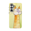 Cute Orange Cat Phone Case — Whimsical Long-Neck Cat Protective iPhone Cover