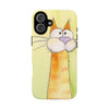 Cute Orange Cat Phone Case — Whimsical Long-Neck Cat Protective iPhone Cover