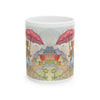 Whimsical Rainy Day Ceramic Mug — Cottage & Umbrella Illustration (11oz, 15oz)