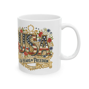 USA 250 Years Anniversary floral crest Mug | 11oz 15oz