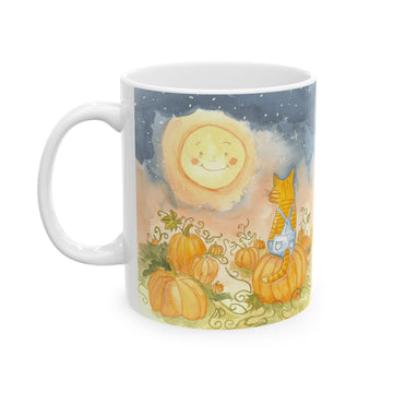 Autumn Night Stanley The Cat Pumpkin Ceramic Mug (11oz & 15oz)