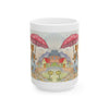 Whimsical Rainy Day Ceramic Mug — Cottage & Umbrella Illustration (11oz, 15oz)