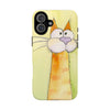 Cute Orange Cat Phone Case — Whimsical Long-Neck Cat Protective iPhone Cover