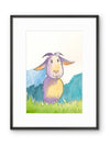 Sweet Billie Goat Whimsical Watercolor Print