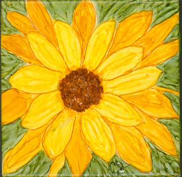 Black-Eyed Susan — Original Alcohol Ink Painting on 4x4 Ceramic Tile