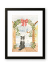 Border Collie Christmas Watercolor Art Print